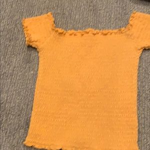 Hollister off the shoulder yellow mustard shirt